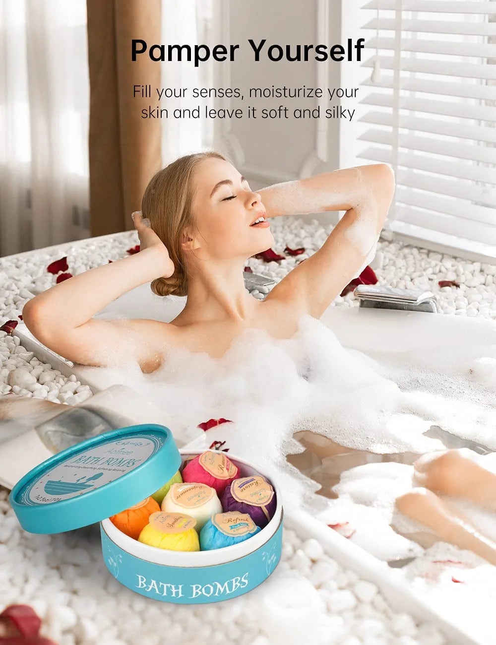 Bath Bombs Set, 7 Natural Spa Bubble Bath Salts, Self Care Gifts Fizzy Set, Perfect Birthday Holiday Gift for Women Kids