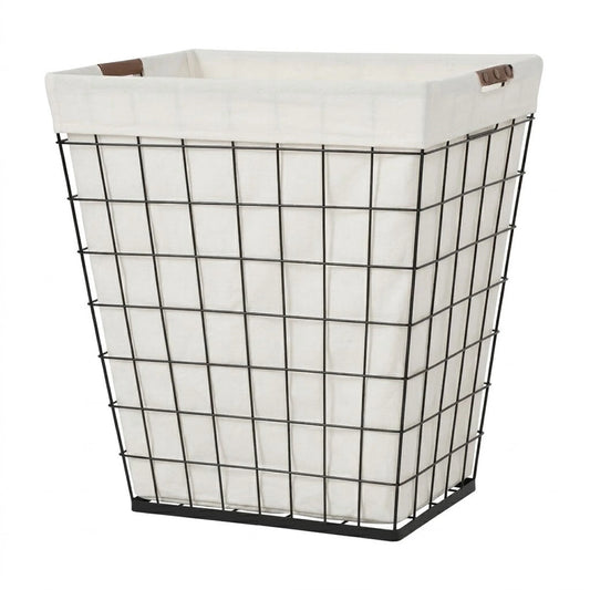 75L Rectangular Steel Wire Laundry Hamper with Removable Liner, Natural, Adult