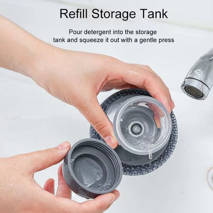 Portable Kitchen Soap Dispensing Dishwashing Tool Brush