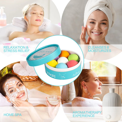 Bath Bombs Set, 7 Natural Spa Bubble Bath Salts, Self Care Gifts Fizzy Set, Perfect Birthday Holiday Gift for Women Kids