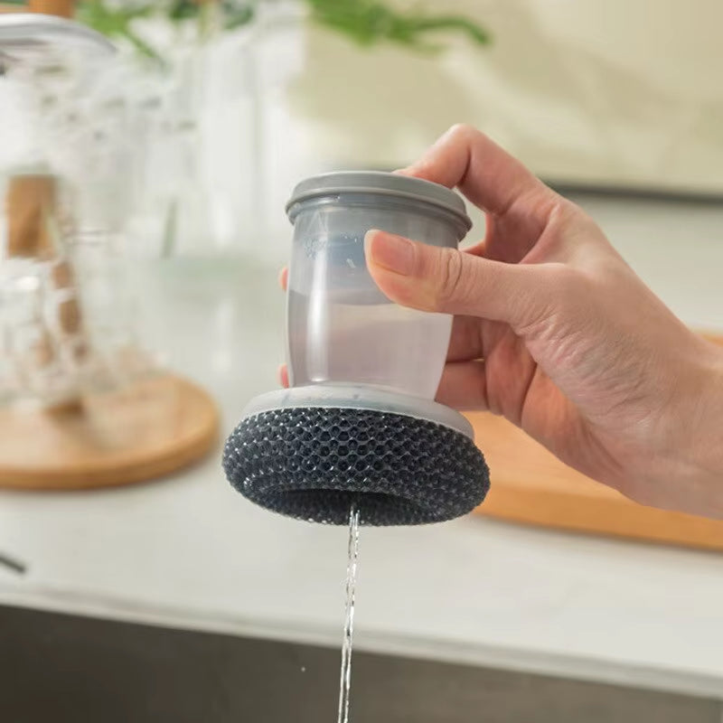 Portable Kitchen Soap Dispensing Dishwashing Tool Brush