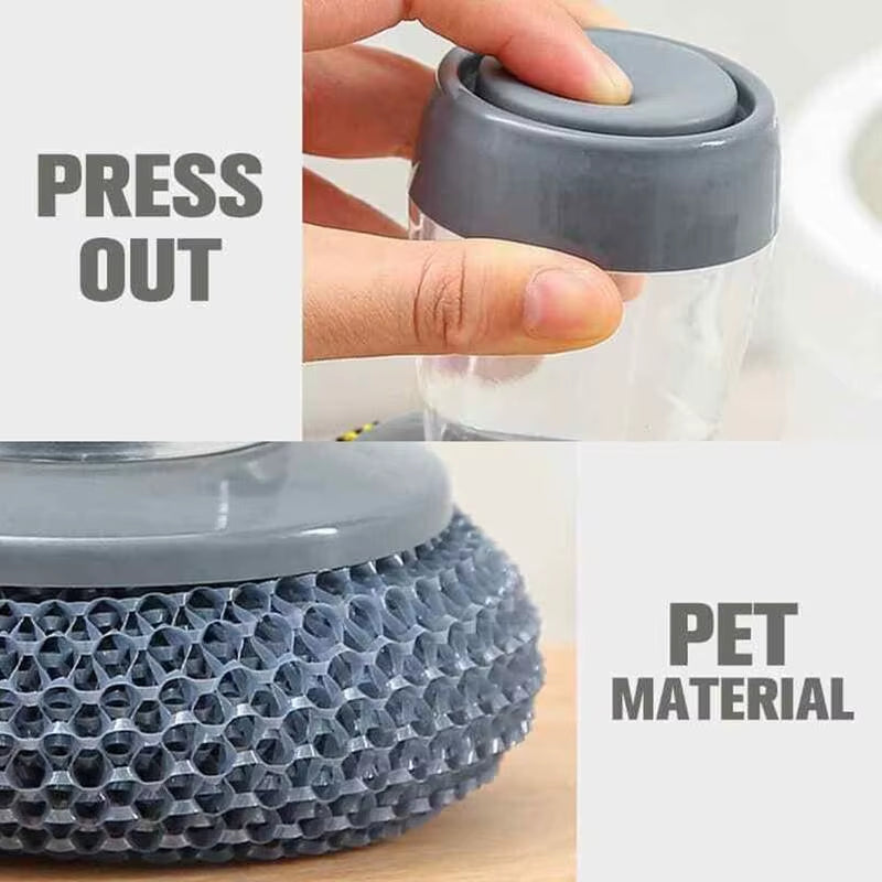 Portable Kitchen Soap Dispensing Dishwashing Tool Brush